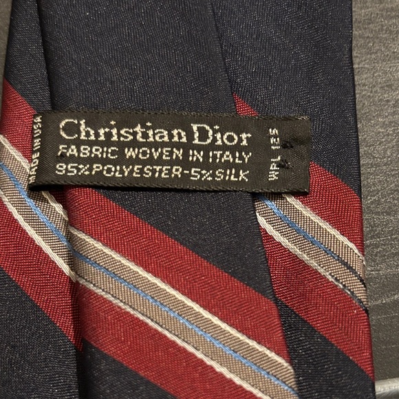 Dior Navy and Red Striped Tie - Picture 2 of 2